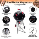 Kettle Charcoal Braai Grill With Lid Thermometer-47cm