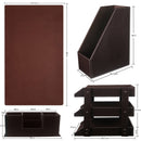 PU Leather Office Desk Organizer 4Pcs Set