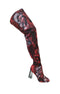 " BERTA " Soft , Printed Over the knee Boots - RED