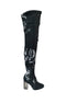 " BERTA " Soft , Printed Over the knee Boots - BLACK