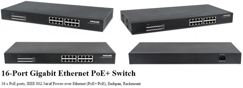 Intellinet 16-Port Gigabit Ethernet PoE+ Switch - 16 x PoE ports