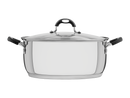 Solar Silicone Shallow Stainless Steel Casserole Dish With Tri-Ply Base  And Glass Lid, 30cm And 8.9l