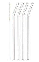 Leonardo Glass Straws with Bend Ciao 23cm with Cleaning Brush – Set of 4