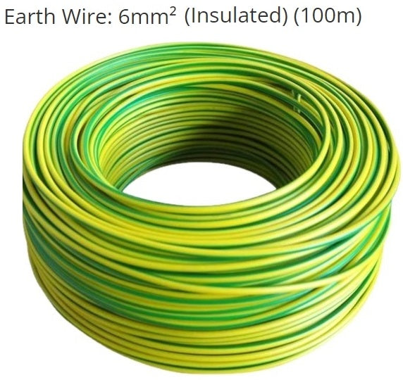 Solarix Insulated 6mm² Yellow And Green Earth Wire 100 Metre Roll