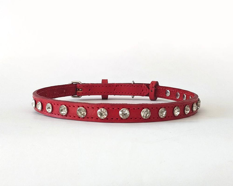 Slim profile diamante leather collar