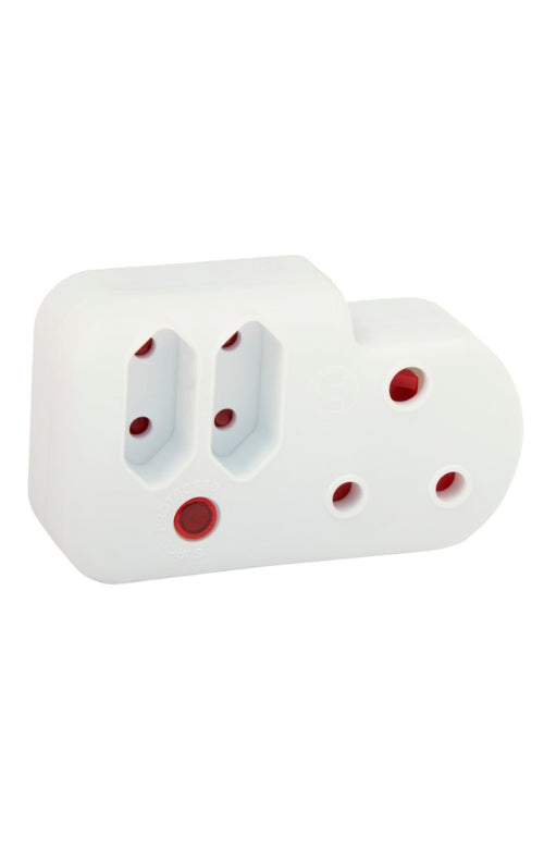 Ellies Power Socket Extension Adaptor with Surge protection-1 x 3 Pin 16A Socket and 2 x 2 Pin 5A Euro sockets