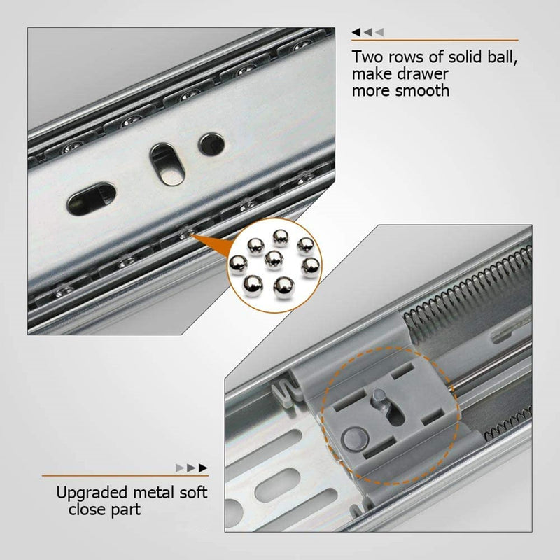 Three Section Soft Close Drawer Slides