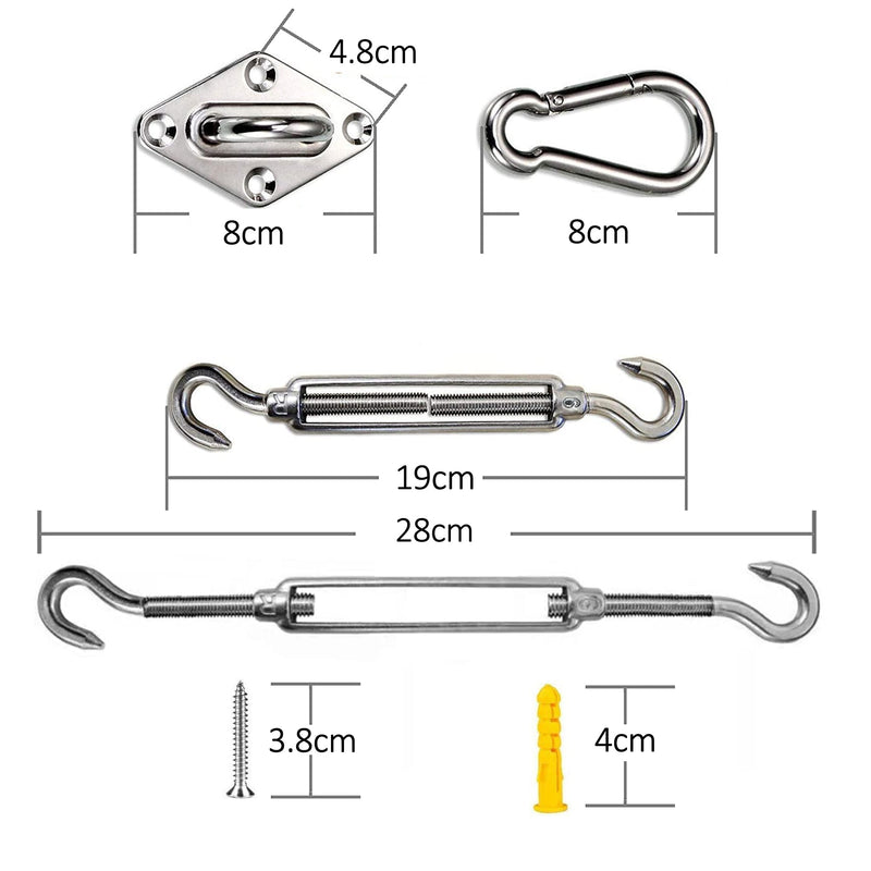 Pad eye Plate Turnbuckle Hook Shade Sails Fixing Kit