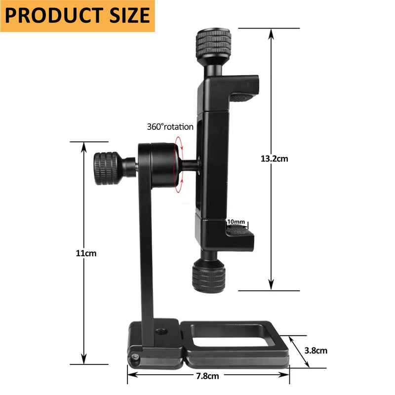 Rotation Aluminum Phone Holder Tripod Adapter