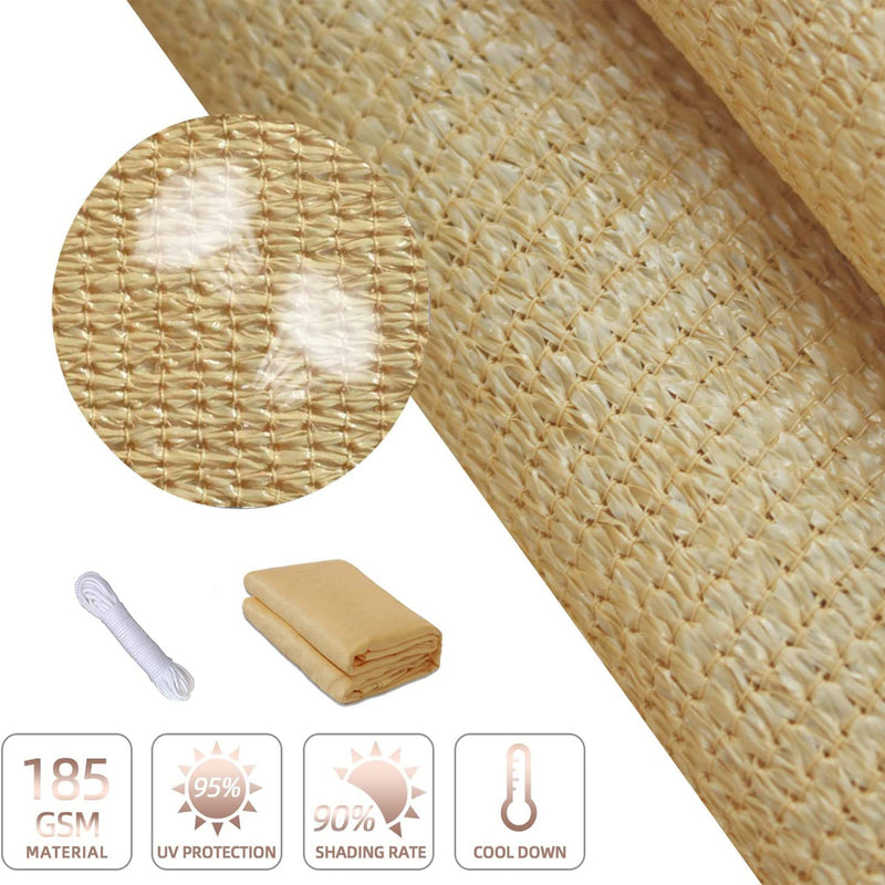 Triangular Sun Shade Sail Net Set - Beige - 3m