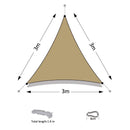 Triangular Sun Shade Sail Net Set - Beige - 3m