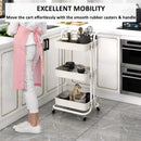 3 Tier Rolling Utility Cart Storage Trolley - White