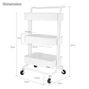 3 Tier Rolling Utility Cart Storage Trolley - White