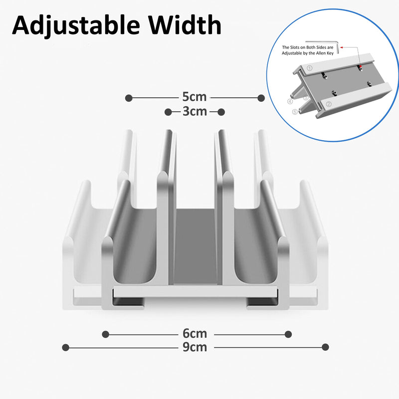 Adjustable Aluminum Laptop Tablet Phone Vertical Holder Desk Stand