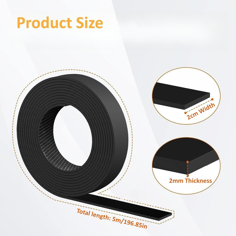 2cm Wide Anti Slip Self Adhesive Furniture Grip Rubber Strip - 5m