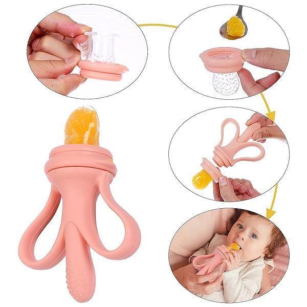 2 in 1 Baby Banana Teether and Baby Safety Feeder â€“ Pink