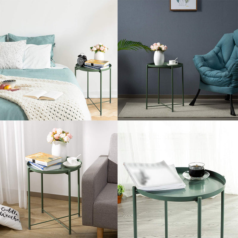 Metal Tray Side Table - Green