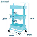 3 Tier Metal Utility Rolling Cart Trolley (Clearing Item)