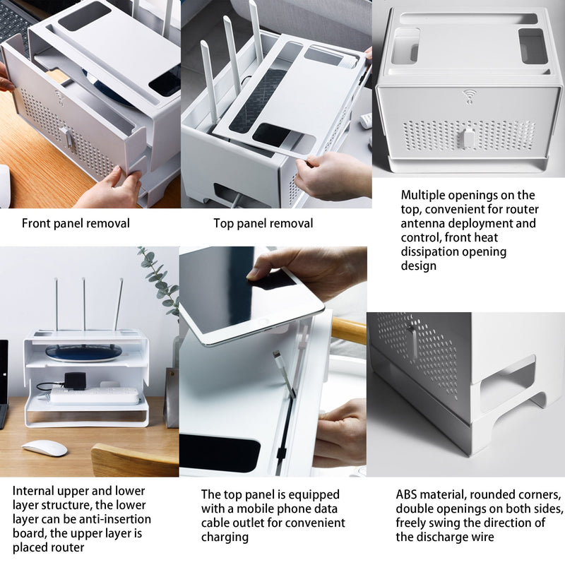 2 Tier WIFI Router Extension Cord Organizer