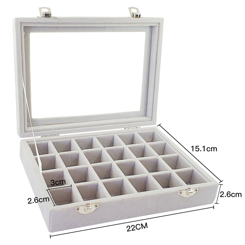 24 Slots Velvet Jewelry Display Tray