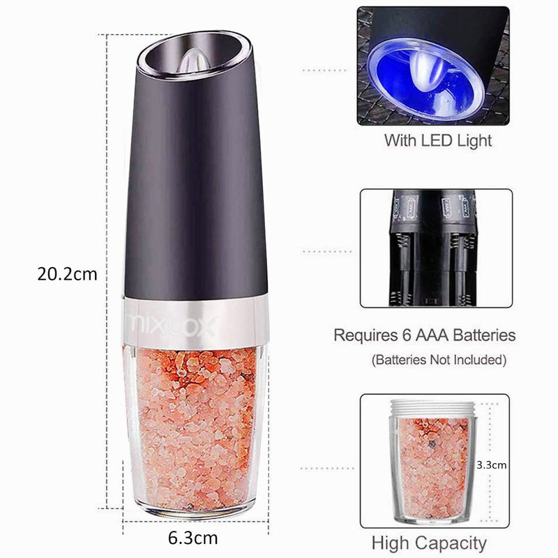 Electric Gravity Salt Pepper Grinder Mill - 2Pcs Set