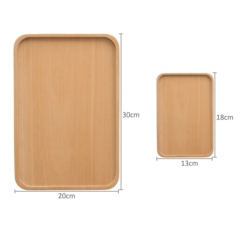 Wooden Plates Serving Trays - 3pcs Set