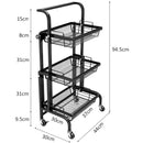 3 Tier Adjustable Rolling Utility Cart