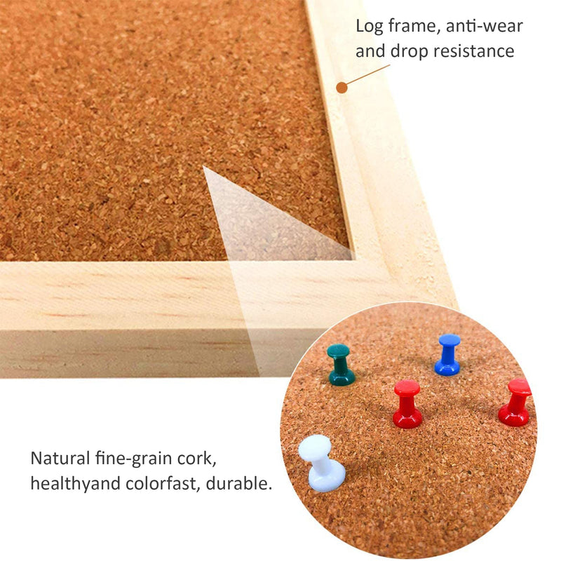 Wall-Mounted Wooden Frame Cork Board 50 x 70cm