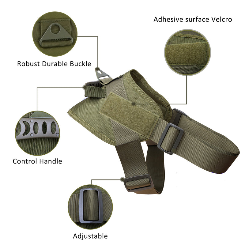 Adjustable Dog Vest & Leash - Army Green