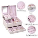 PU Leather Jewelry Box Organizer with Drawer