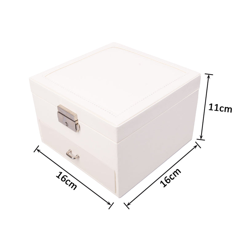 PU Leather 2-Tier Jewelry Storage Organizer Box