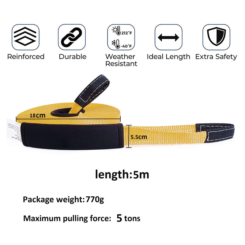 Heavy Duty All Terrain 5m Tow Recovery Strap - 5 Tons