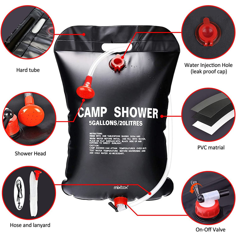 Pop Up Camping Shower Tent & 20L Solar Shower Bag Set