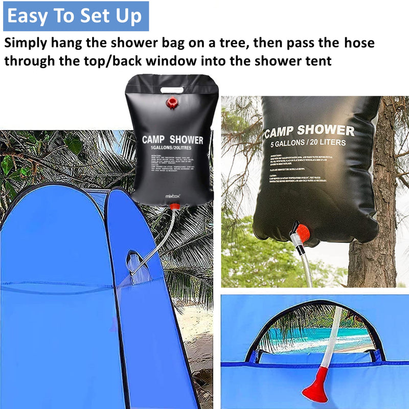 Pop Up Camping Shower Tent & 20L Solar Shower Bag Set