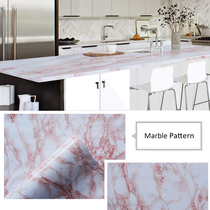 Kitchen Back Splash Self Adhesive Wallpaper 5 Rolls - Pink Marble