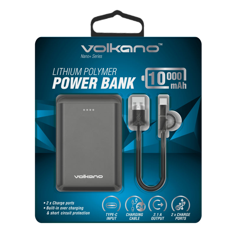 NANO+ SERIES 10 000 MAH POWER BANK  with Built-in Overcharge Protection