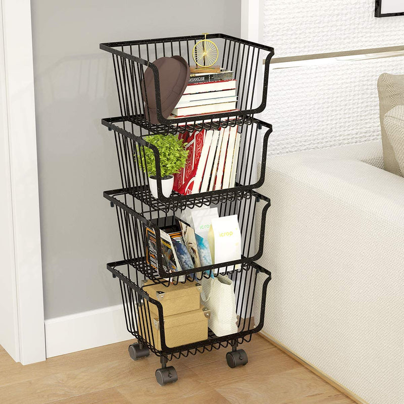 4 Tier Wire Storage Basket Unit