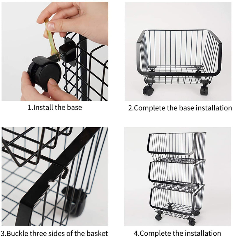 4 Tier Wire Storage Basket Unit