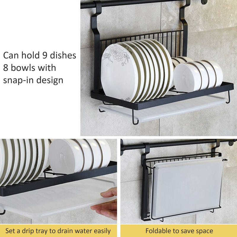 Stainless Steel Rail Hanging Collapsible Dish Rack