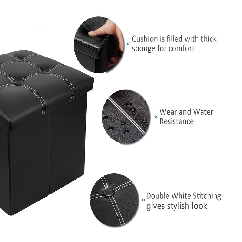 PU Collapsable Cube Storage Ottoman