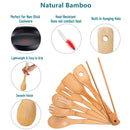 Bamboo Cooking Utensils With Holder 8 Pcs Set