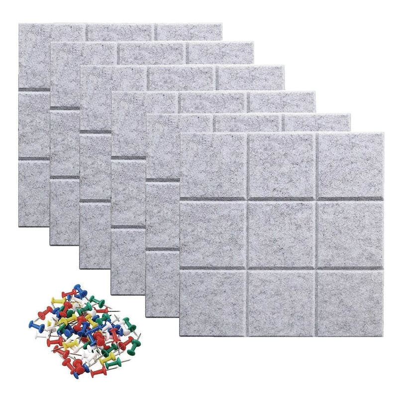 Felt Message Bulletin Pin Board Tile 6Pcs Set