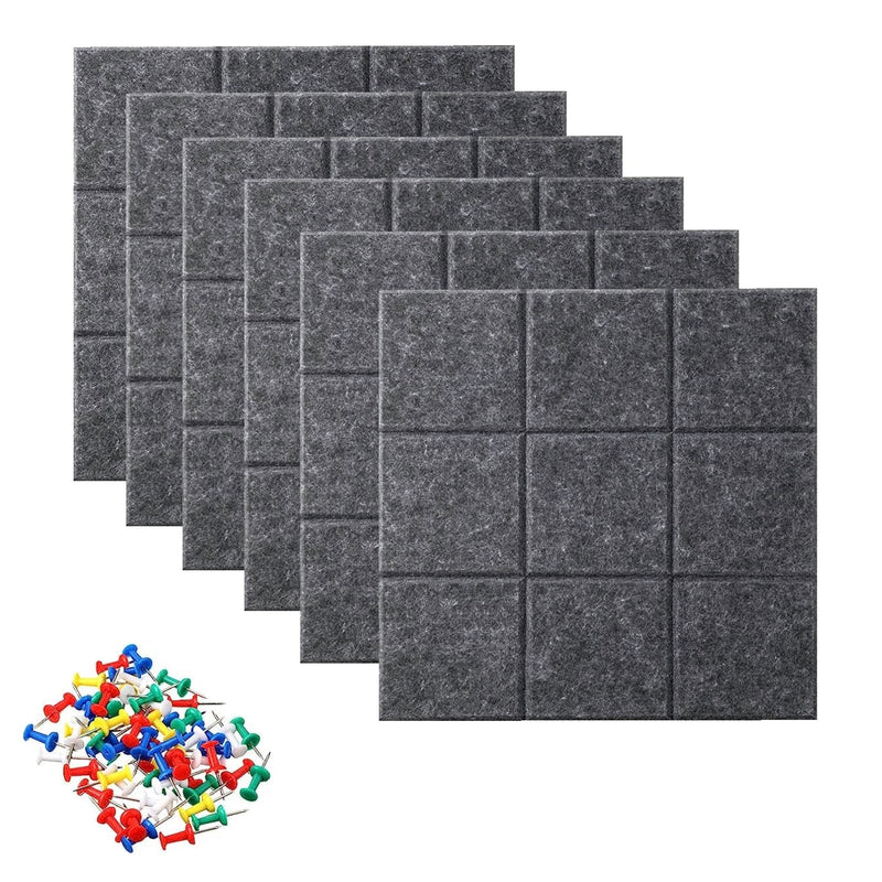 Felt Message Bulletin Pin Board Tile 6Pcs Set