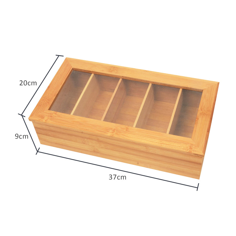 Bamboo Tea Bags Organizer Storage Box