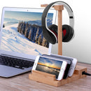 Bamboo Headphone Stand with Charging Station (Clearing Item)