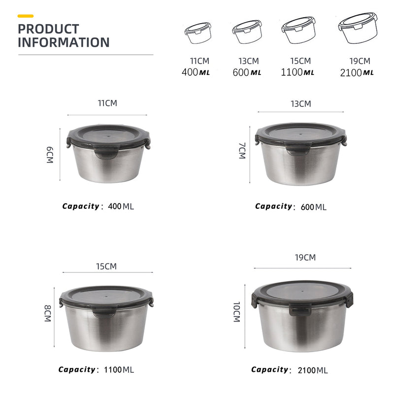 Stainless Steel Nesting Food Storage Container Set