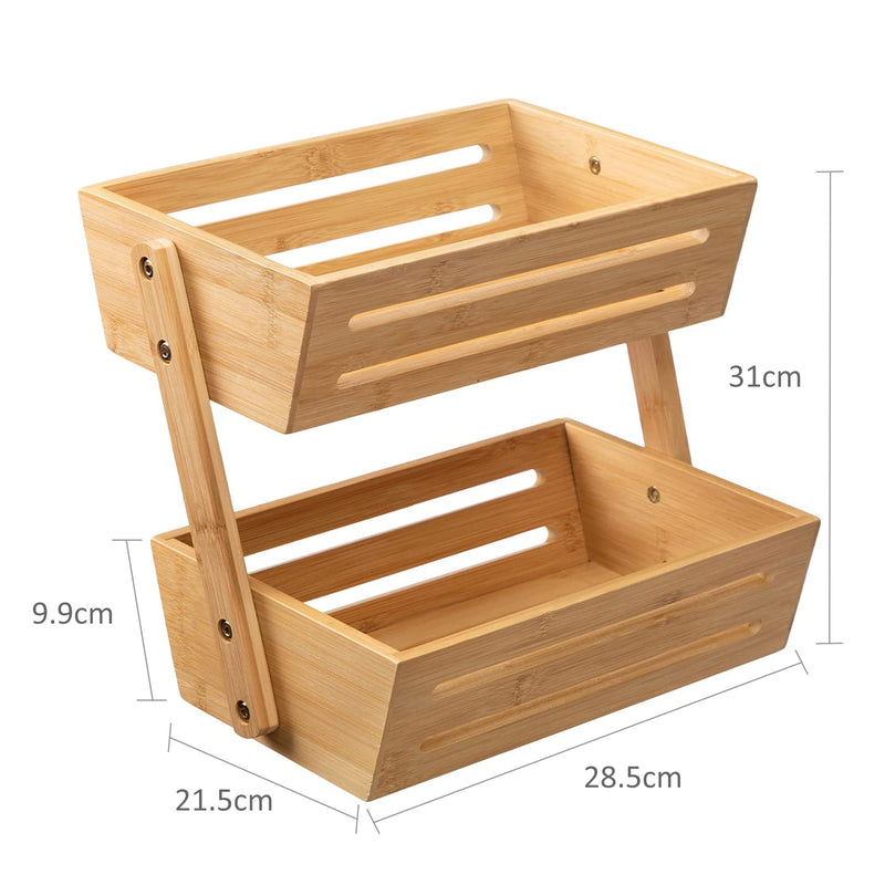 Countertop 2 Tier Bamboo Food Storage Basket