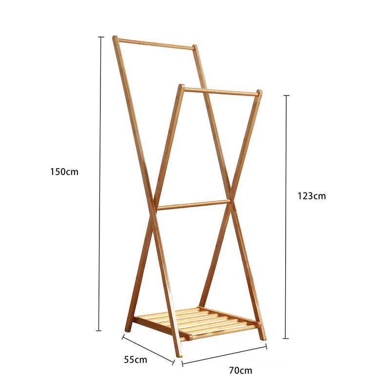 Foldable Bamboo Clothing Garment Rack