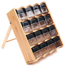 Bamboo Spice Rack & 16 Spice Jars Set