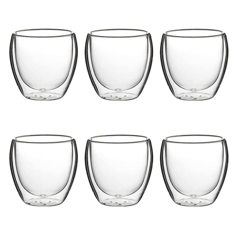 Double Wall Insulated Glass Cappuccino Cups 8.5oz - Set of 6